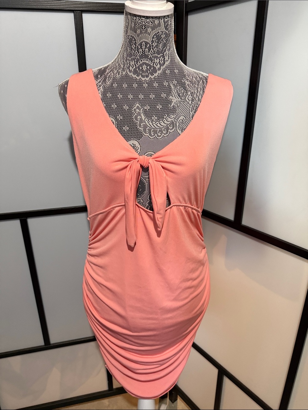 VENUS Coral Tie-Front Sleeveless Chemise